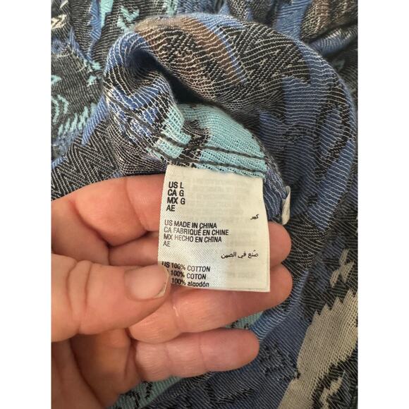 American Rag Shirt Mens Large Blue Cave LS Woven Gauzy Southwestern Aztec - Picture 9 of 11